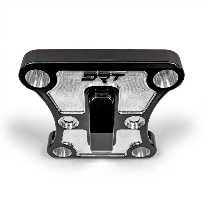 Black billet radius rod plate on Can‑Am Maverick X3 rear suspension upgrade Top view