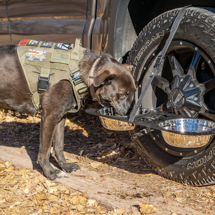 DRT BONZ Tire Mounted Dog Bowl Holder