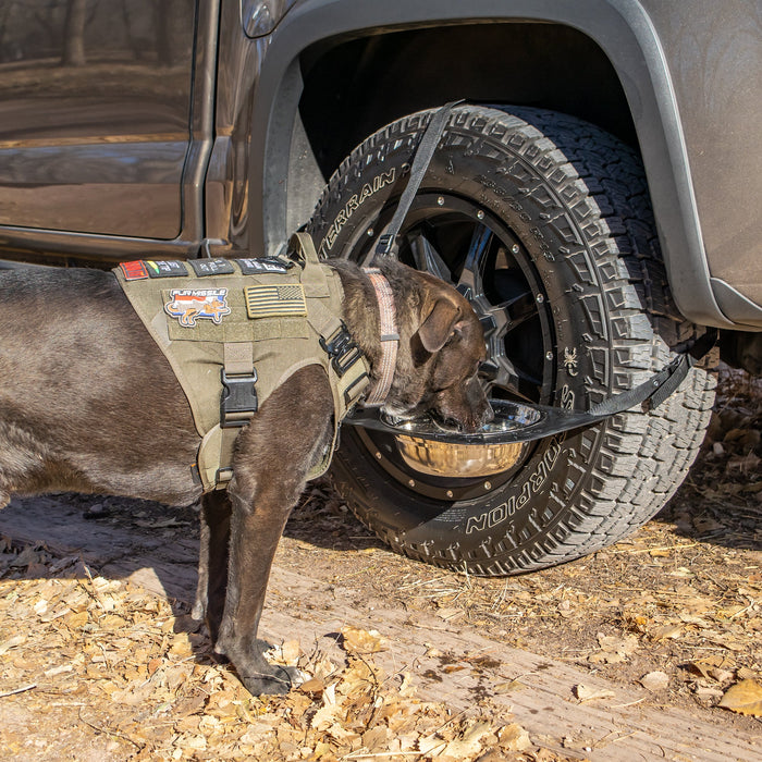 DRT BONZ Tire Mounted Dog Bowl Holder