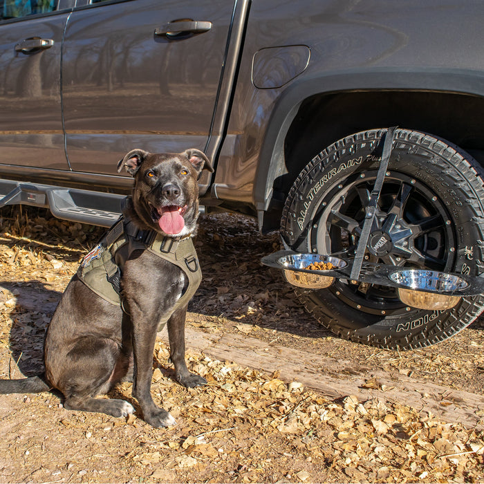 DRT BONZ Tire Mounted Dog Bowl Holder