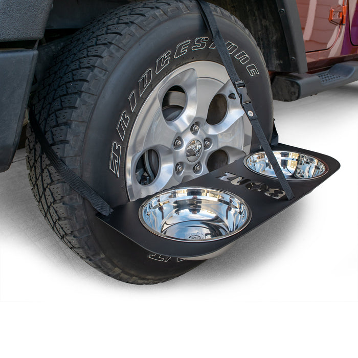 DRT BONZ Tire Mounted Dog Bowl Holder