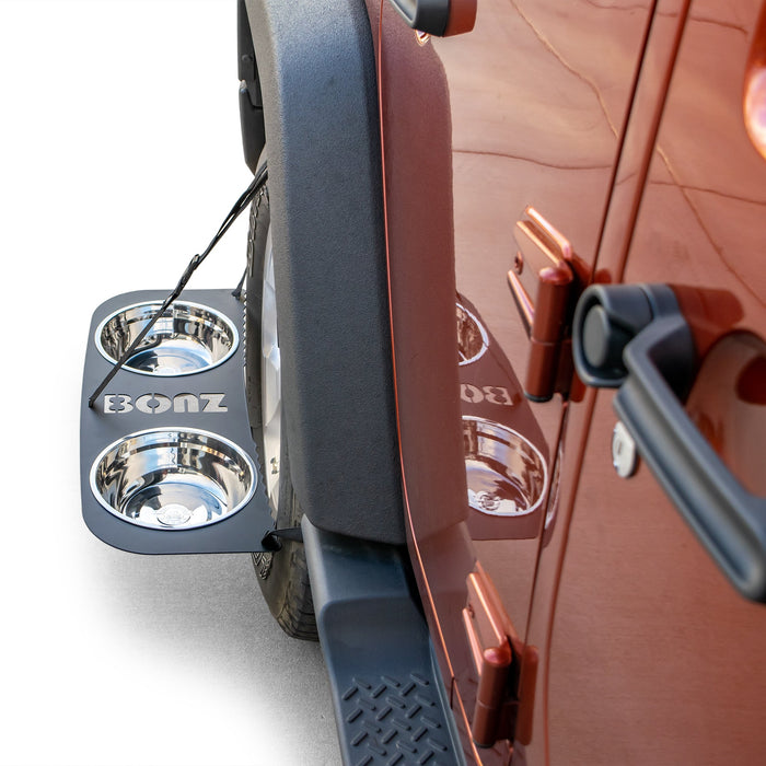 DRT BONZ Tire Mounted Dog Bowl Holder