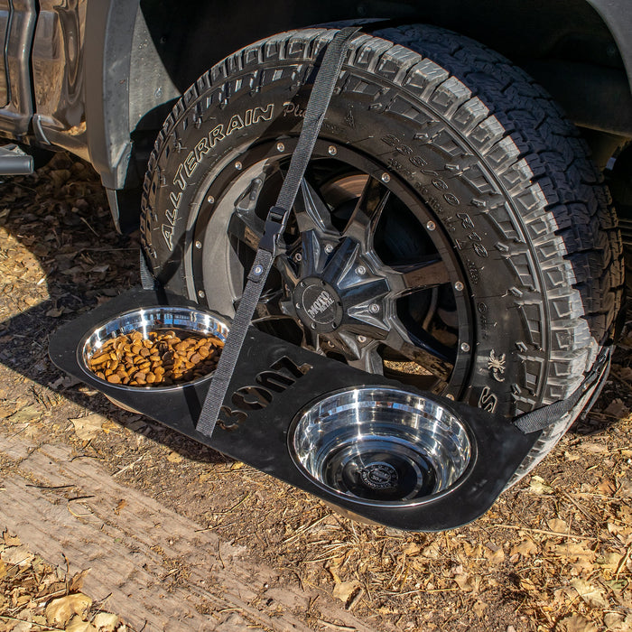 DRT BONZ Tire Mounted Dog Bowl Holder
