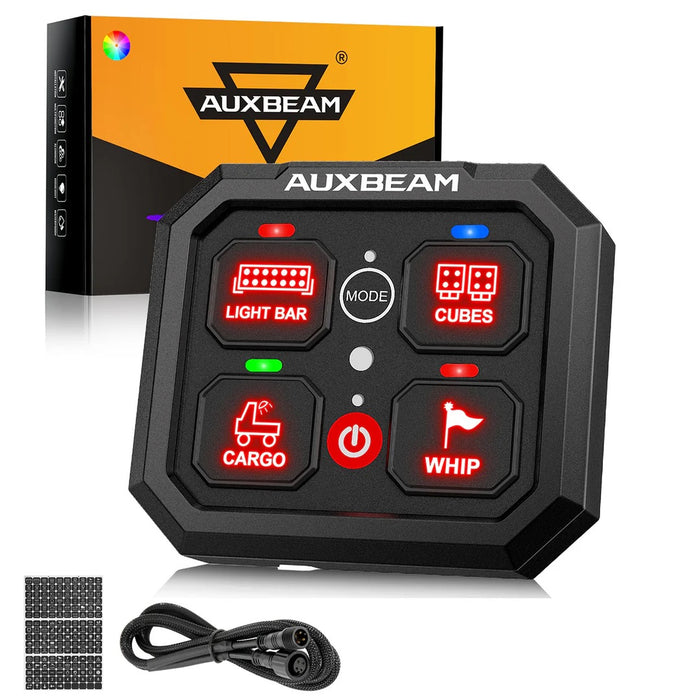 RGB SERIES 4 GANG (RA40) SWITCH PANEL, TOGGLE/ MOMENTARY/ PULSED MODE SUPPORTED (ONE-SIDED OUTLET)