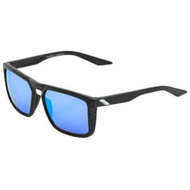 100% RENSHAW SUNGLASSES - MATTE BLACK - HiPER BLUE MIRROR