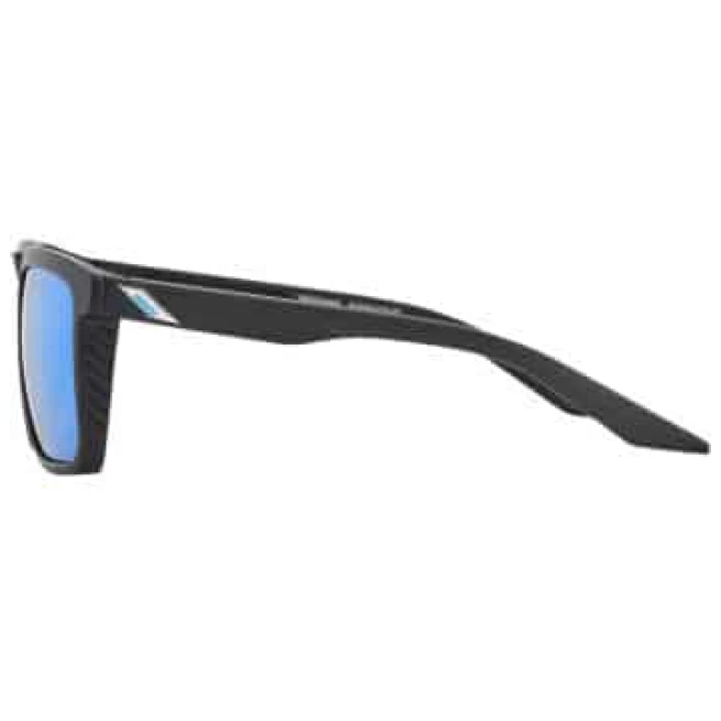100% RENSHAW SUNGLASSES - MATTE BLACK - HiPER BLUE MIRROR - Image 3