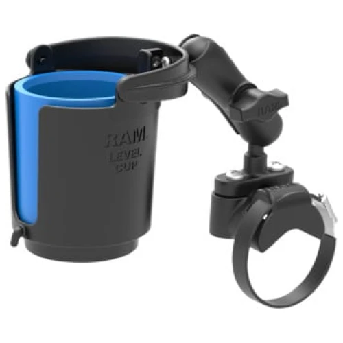 RAM® HANDLEBAR RAIL MOUNT WITH U-BOLD BASE, LEVEL CUP DRINK HOLDER AND KOOSIE