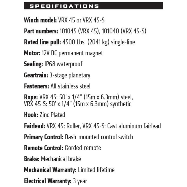 Warn VRX 4500 LBS Winch - Image 4