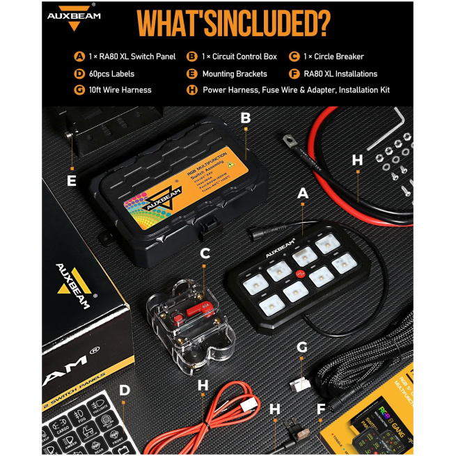 RA80 XL RGB 8 GANG SWITCH PANEL FOR UTV ATV SIDE BY SIDES, TOGGLE/ MOMENTARY/ PULSED MODES, OFF ROAD LIGHTS CONTROLLER - Image 7