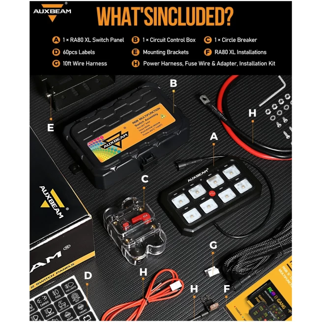 RA80 XL RGB 8 GANG SWITCH PANEL FOR UTV ATV SIDE BY SIDES, TOGGLE/ MOMENTARY/ PULSED MODES, OFF ROAD LIGHTS CONTROLLER - Image 7