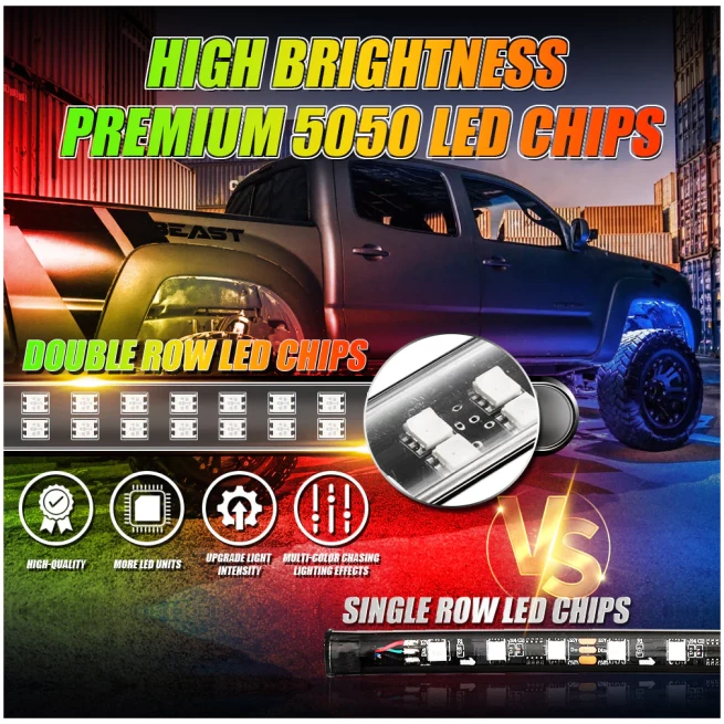 Magic Dream Color RGB Underglow Lights LED Strip Lights Kit with Bluetooth App & Wireless Remote Control with Brake Light Function for ATV/UTV - Image 2