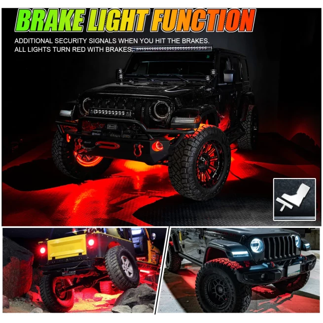 Magic Dream Color RGB Underglow Lights LED Strip Lights Kit with Bluetooth App & Wireless Remote Control with Brake Light Function for ATV/UTV - Image 5