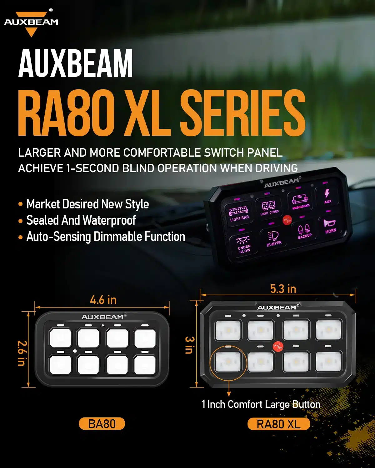 Auxbeam AR-800 RGB Switch Panel, Off Road Lights Controller