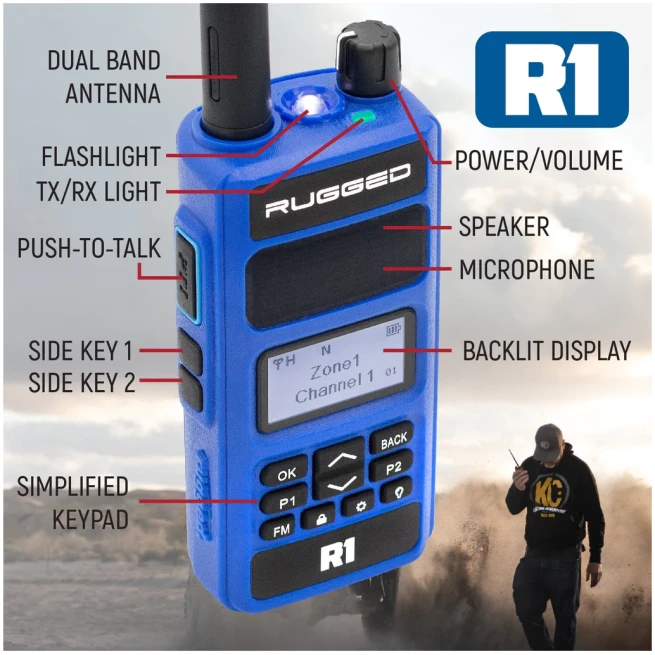 BUNDLE - R1 Handheld Radio with Long Range Antenna and High Capacity Battery - Image 2