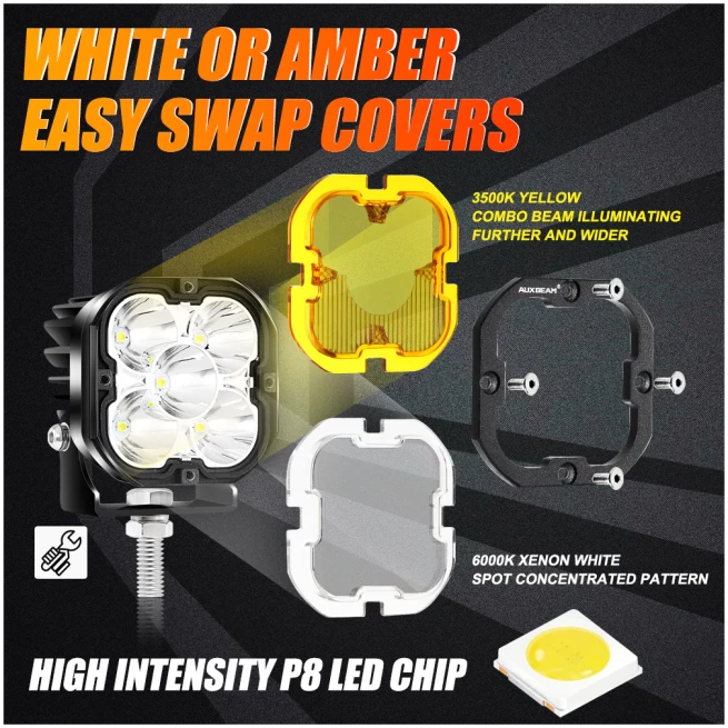 (2PCS/SET) 3 INCH 80W 9600LM LED PODS LIGHTS WHITE&YELLOW - Image 8