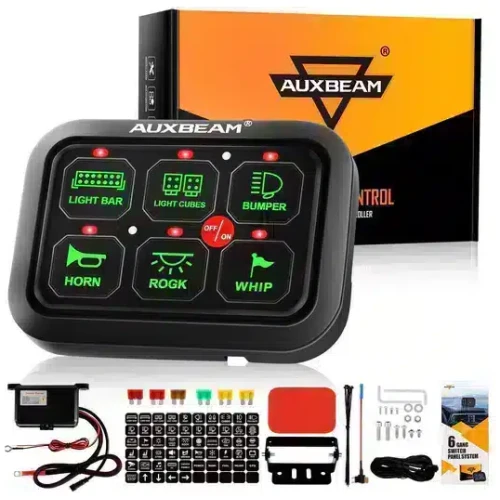 GC60 6 GANG LED SWITCH PANEL, OFF ROAD LIGHT CONTROLLER (GREEN)
