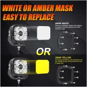 5 INCH 110W WHITE/AMBER LED DRIVING LIGHTS PODS LIGHT WITH ADDITIONAL AMBER COVERS FOR ATV UTV SIDE BY SIDE 4X4 - Image 3