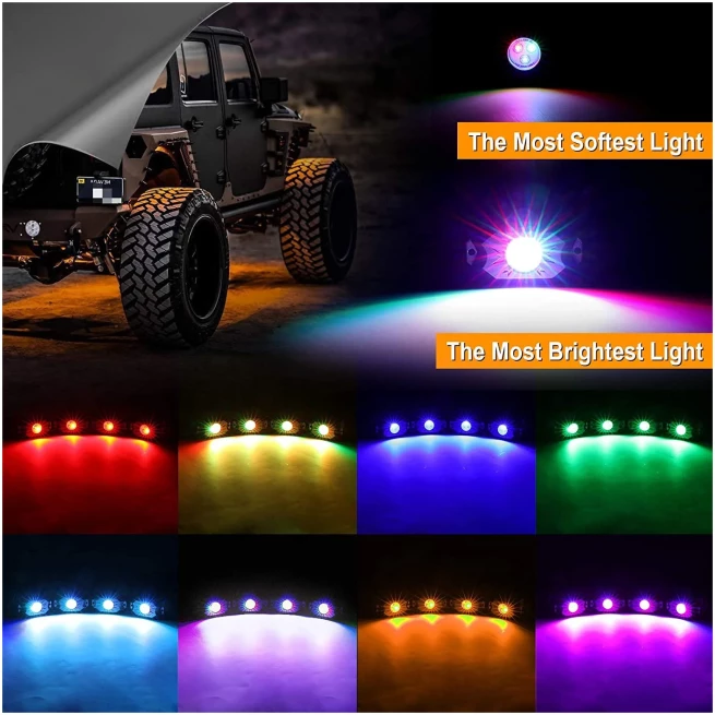 RGB LED ROCK LIGHT SET WITH BLUETOOTH CONTROLLER - Image 5