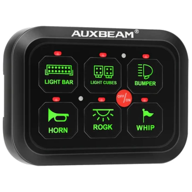 GC60 6 GANG LED SWITCH PANEL, OFF ROAD LIGHT CONTROLLER (GREEN) - Image 3