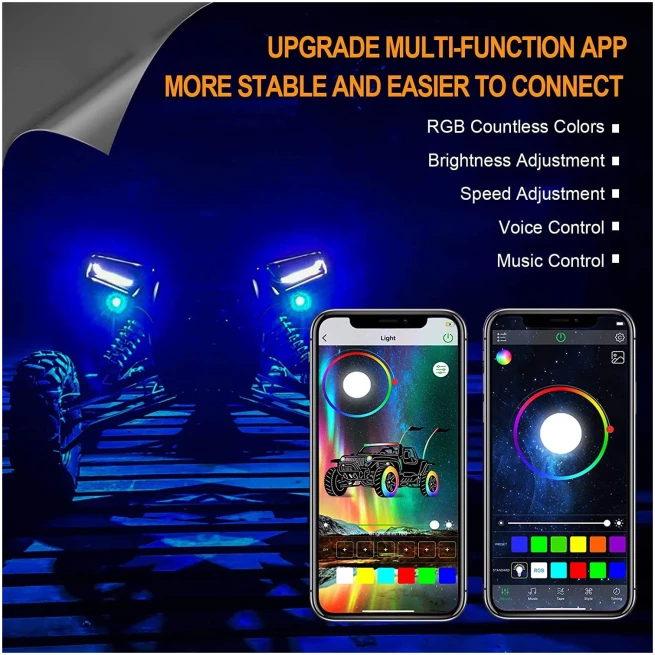 RGB LED ROCK LIGHT SET WITH BLUETOOTH CONTROLLER - Image 8