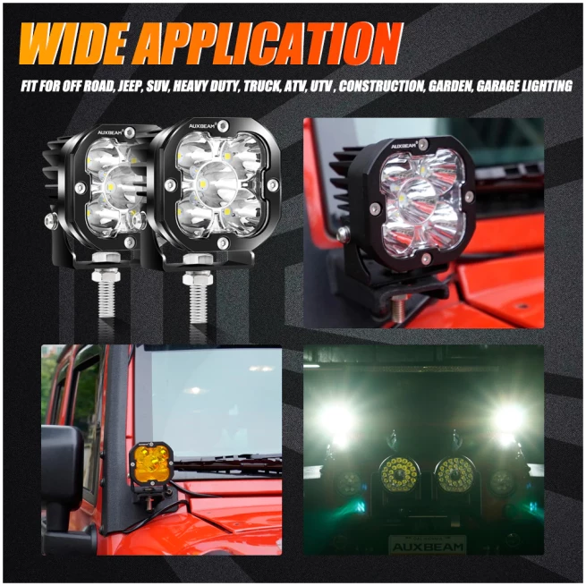 (2PCS/SET) 3 INCH 80W 9600LM LED PODS LIGHTS WHITE&YELLOW - Image 3