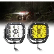 5 INCH 110W WHITE/AMBER LED DRIVING LIGHTS PODS LIGHT WITH ADDITIONAL AMBER COVERS FOR ATV UTV SIDE BY SIDE 4X4