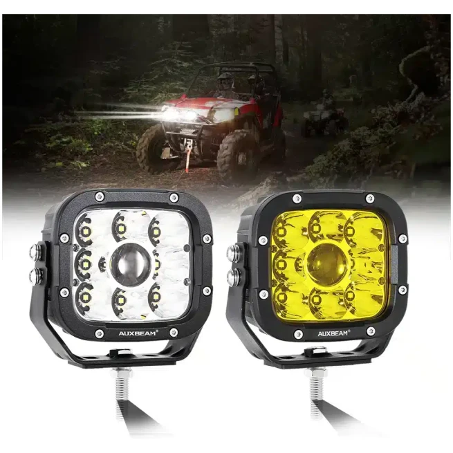 5 INCH 110W WHITE/AMBER LED DRIVING LIGHTS PODS LIGHT WITH ADDITIONAL AMBER COVERS FOR ATV UTV SIDE BY SIDE 4X4