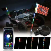 3FT/4FT/5FT RGB LED WHIP LIGHT WITH BLUETOOTH CONTROLLED + WHIP LIGHT MOUNTING BRACKETS FOR UTV, ATV, OFF-ROAD VEHICLE