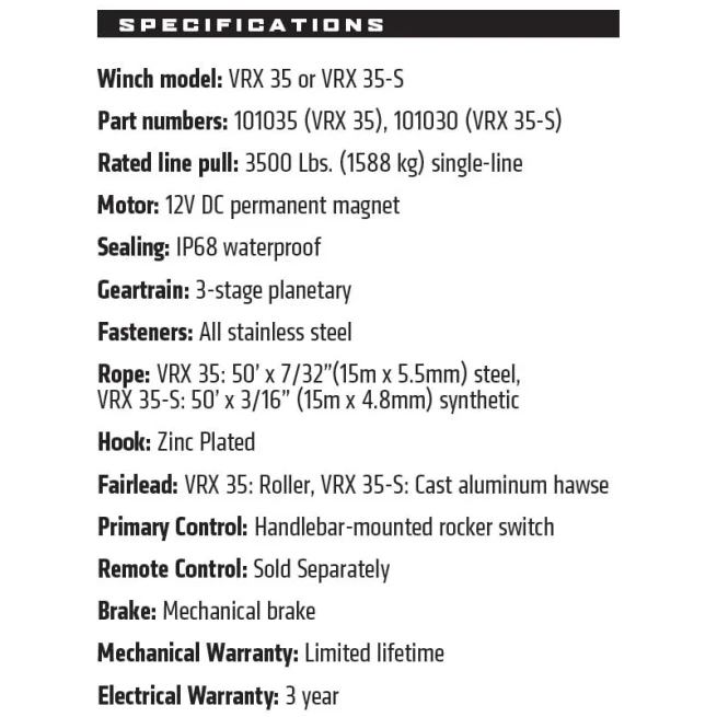 VRX 35 POWERSPORT WINCH-WARN - Image 6