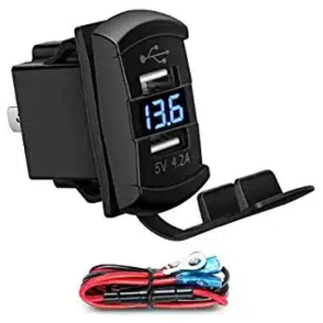 USB DUAL ROCKER SWITCH WITH BLUE LED