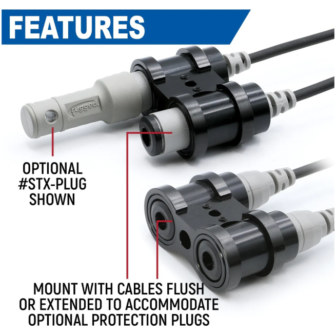 Rugged Radios - Dual Headset or Helmet STX Stereo Jack - Bar Mount - Image 3