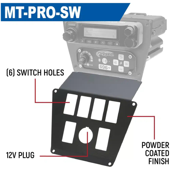 Rugged Radios - Lower Accessory Panel for Polaris RZR PRO XP, RZR Turbo R, and RZR PRO R Dash Mount Radio and Intercom