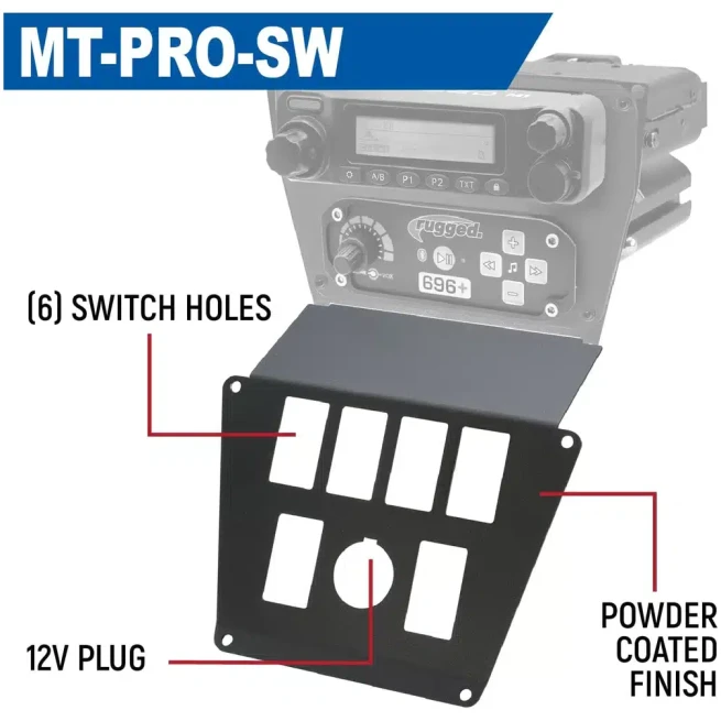Rugged Radios - Lower Accessory Panel for Polaris RZR PRO XP, RZR Turbo R, and RZR PRO R Dash Mount Radio and Intercom