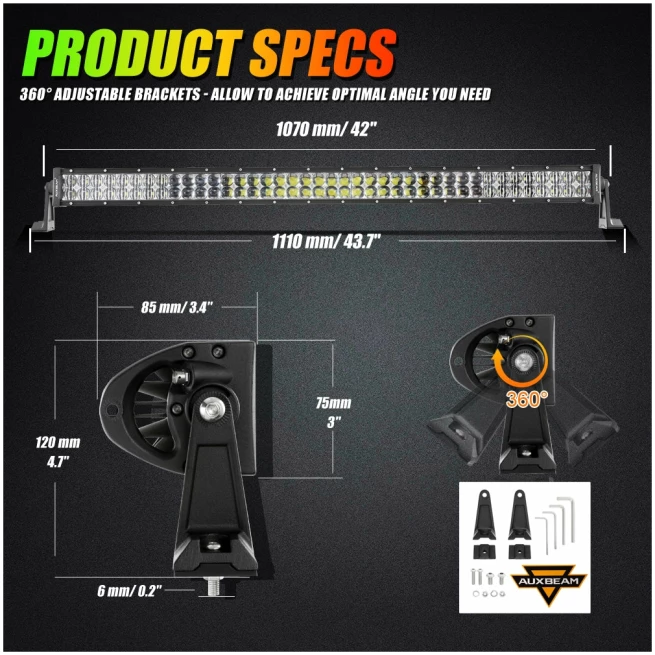 NEW 42 INCH V-PRO SERIES STRAIGHT RGBW COLOR CHANGING OFF ROAD LED LIGHT BAR FOR ATV UTV SIDE BY SIDES- AUXBEAM - Image 7