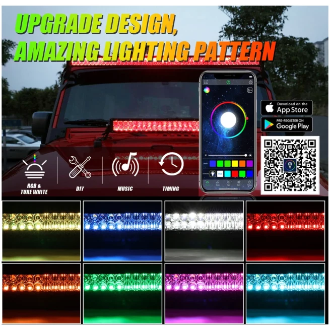 NEW 42 INCH V-PRO SERIES STRAIGHT RGBW COLOR CHANGING OFF ROAD LED LIGHT BAR FOR ATV UTV SIDE BY SIDES- AUXBEAM - Image 3