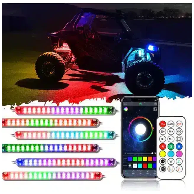 MAGIC DREAM COLOR RGB UNDERGLOW LIGHTS LED STRIP LIGHTS KIT WITH BLUETOOTH APP & WIRELESS REMOTE CONTROL WITH BRAKE LIGHT FUNCTION FOR ATV UTV