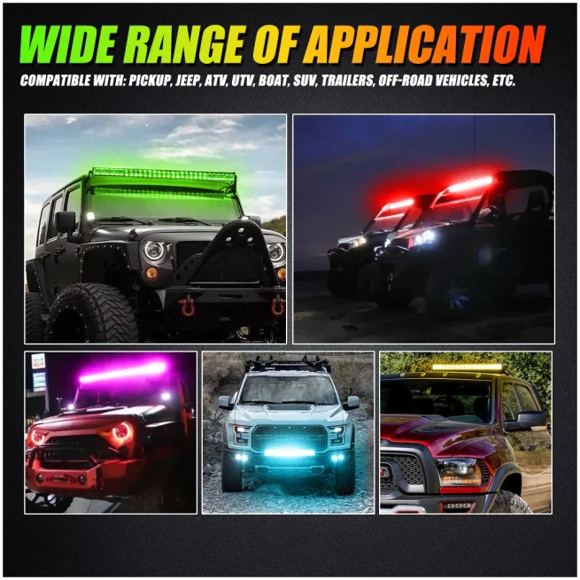 NEW 42 INCH V-PRO SERIES STRAIGHT RGBW COLOR CHANGING OFF ROAD LED LIGHT BAR FOR ATV UTV SIDE BY SIDES- AUXBEAM - Image 8