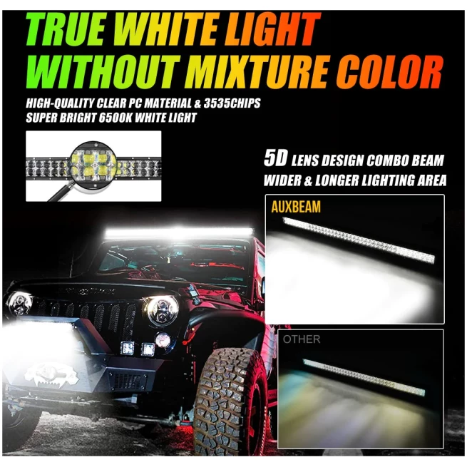 NEW 42 INCH V-PRO SERIES STRAIGHT RGBW COLOR CHANGING OFF ROAD LED LIGHT BAR FOR ATV UTV SIDE BY SIDES- AUXBEAM - Image 2