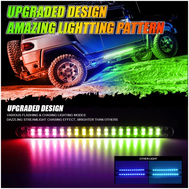 MAGIC DREAM COLOR RGB UNDERGLOW LIGHTS LED STRIP LIGHTS KIT WITH BLUETOOTH APP & WIRELESS REMOTE CONTROL WITH BRAKE LIGHT FUNCTION FOR ATV UTV - Image 3