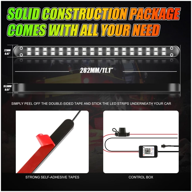 MAGIC DREAM COLOR RGB UNDERGLOW LIGHTS LED STRIP LIGHTS KIT WITH BLUETOOTH APP & WIRELESS REMOTE CONTROL WITH BRAKE LIGHT FUNCTION FOR ATV UTV - Image 8