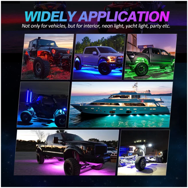 NEWEST! RGBW LED ROCK LIGHTS KIT WITH BLUETOOTH APP & WIRELESS REMOTE CONTROL, MULTICOLOR NEON UNDERGLOW LIGHTS WITH BRAKE LIGHT FUNCTION FOR ATV UTV-AUXBEAM - Image 13