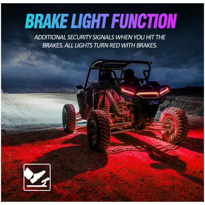 NEWEST! RGBW LED ROCK LIGHTS KIT WITH BLUETOOTH APP & WIRELESS REMOTE CONTROL, MULTICOLOR NEON UNDERGLOW LIGHTS WITH BRAKE LIGHT FUNCTION FOR ATV UTV-AUXBEAM - Image 5