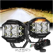 168W 16440LM COMBO BEAM SIDE SHOOTER LED SQUARE POD LIGHTS WITH AMBER DRL | V-MAX SERIES- AUXBEAM - Image 11