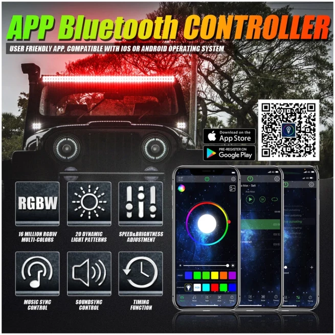 NEW 42 INCH V-PRO SERIES STRAIGHT RGBW COLOR CHANGING OFF ROAD LED LIGHT BAR FOR ATV UTV SIDE BY SIDES- AUXBEAM - Image 5