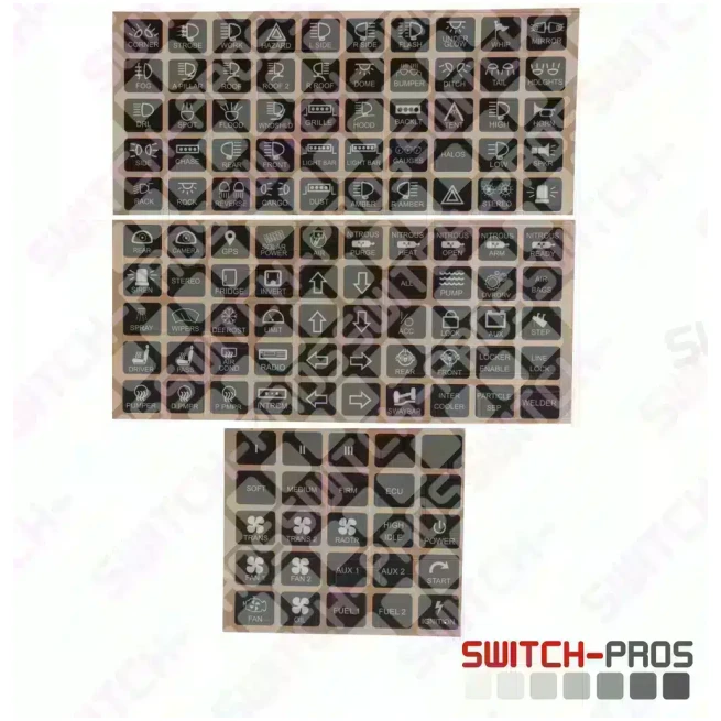 HORIZONTAL SWITCH LEGENDS FOR SWITCH-PROS SYSTEM