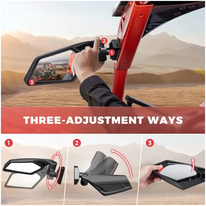 1 Pair Side View Mirrors 360° Adjustment for Can Am Maverick X3 - Image 5