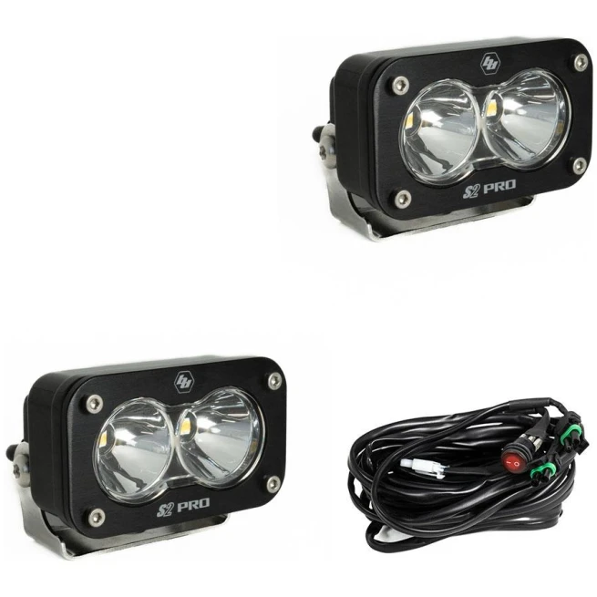 S2 Pro Black LED Auxiliary Light Pod Pair - Universal