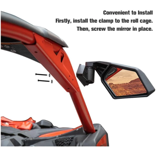 Rear View Side Mirrors & Front Lower Door Panel Inserts Fit Can Am Maverick X3 - Image 4
