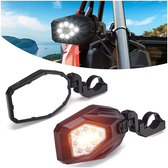 Side Mirrors with LED Turn Lights for 1.6"-2" Roll Bar (New Design) - Image 8