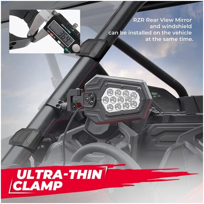 UTV Side Rear View Mirrors for 1.75" - 2" Roll Bar - Image 3